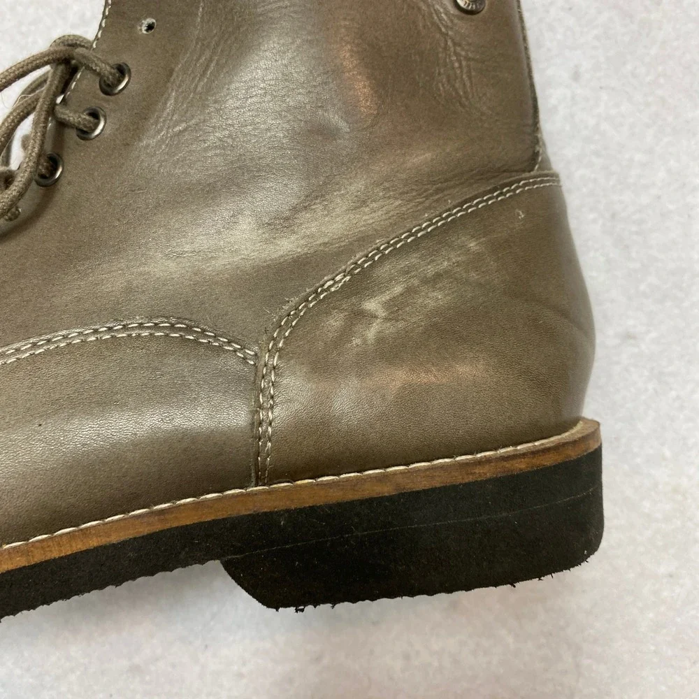Diesel Leather Lace Up Boots Mens 43 Olive Green Distressed Combat Lug Sole